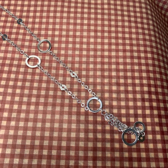 NWOT Italian Real Silver (not plated) Tassel & Circle Necklace - Picture 2 of 5